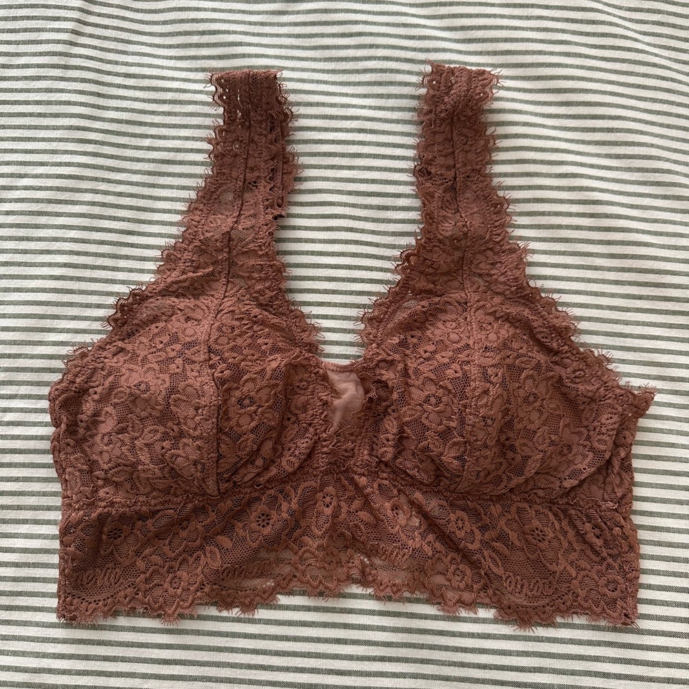 Aerie Lace Bralette in Rich Brown